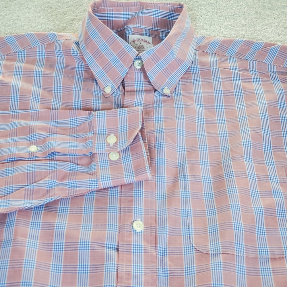 Brooks Brothers Button Down Men's L Large Red Plaid 346 Long Sleeve Shirt